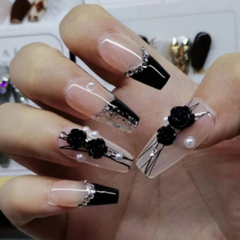 10 pieces of hand-pressed coffin-shaped nails, beautiful art