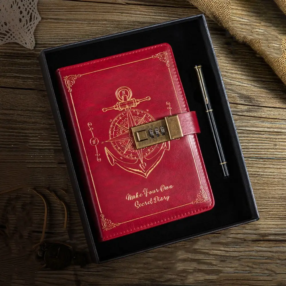 Quaderno con password per cancelleria, diario, quaderno retrò A5, con lucchetto, resistente alle macchie, protegendo segreti, viaggiatori, diario, scrittura