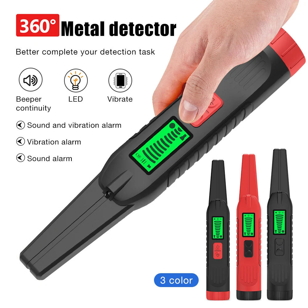 

2025 Новый 360 ° Ручной металлоискатель-указатель Pinpoint Водонепроницаемый ручной металлосканер для металлических монет Золото Серебро Железо