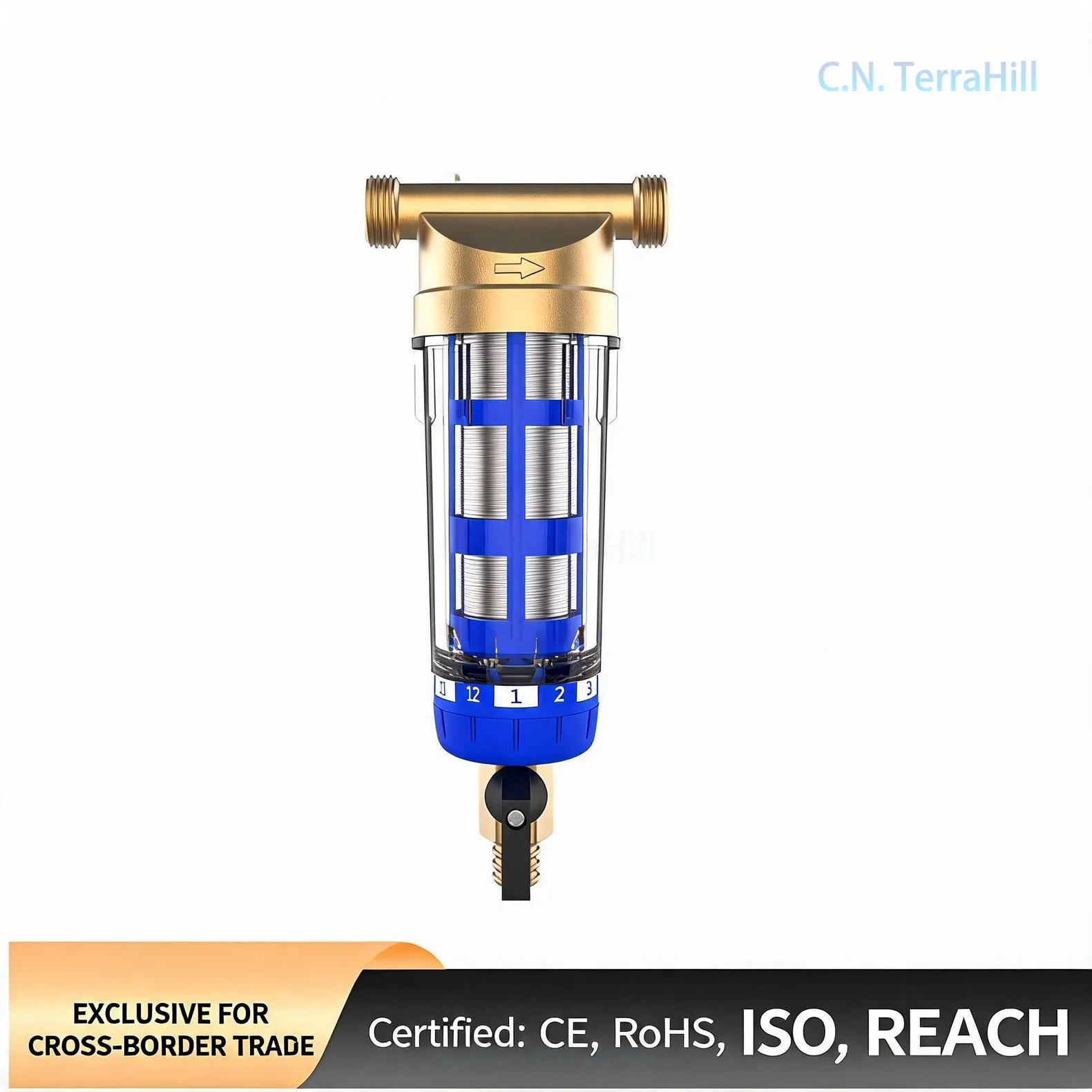 Whole House Pre-Filter Sediment Water Filter with Scraper Backwash Non-Direct Drinking Central Water Purifier Home Use