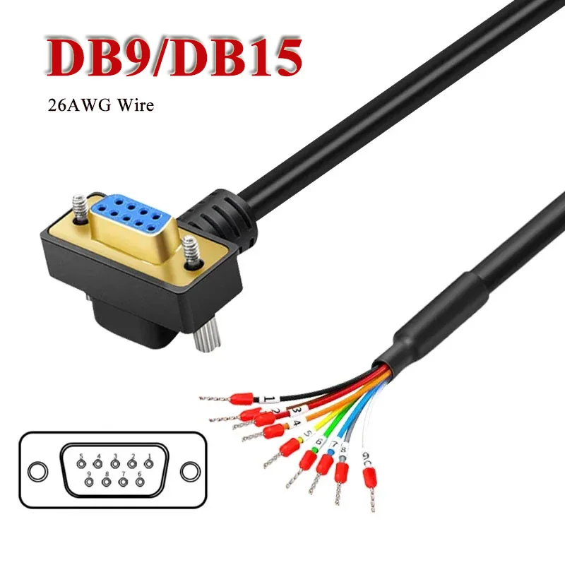 DB15 DB9 Connector Cable Gold-plated Male Female Single Head 9 15 Pin Terminal Wire Serial Port Connection Line Industrial Grade