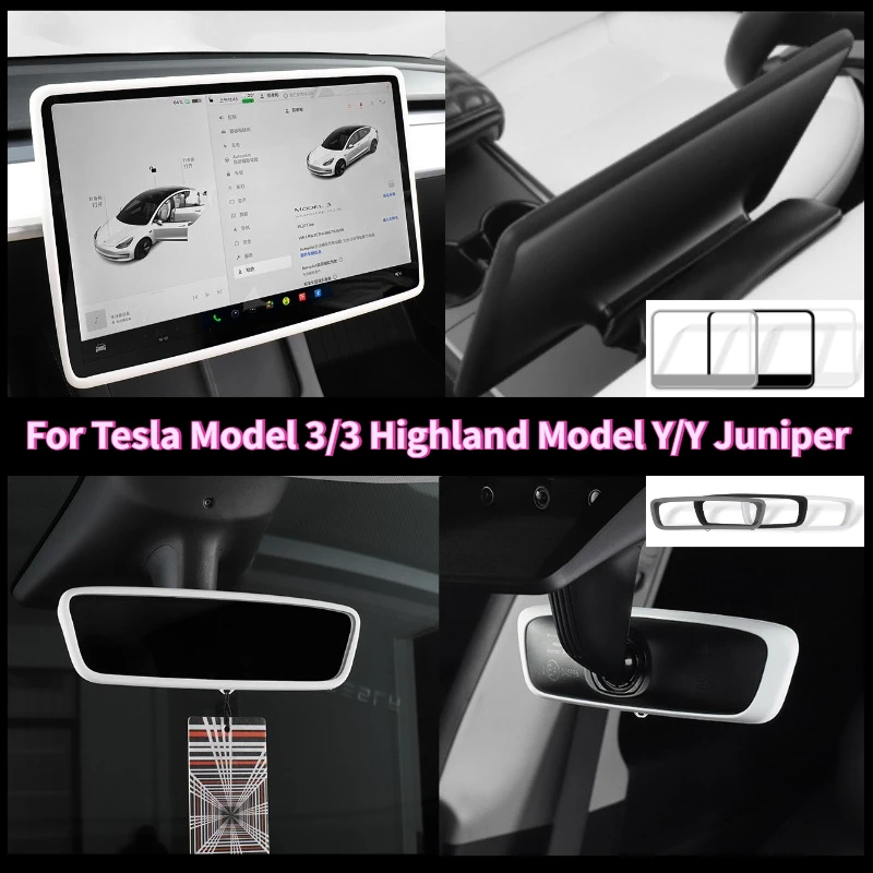 

Для Tesla Model 3 Model Y 2025 Защитная рамка для экрана Внутренняя рамка зеркала заднего вида GPS-навигационная крышка Аксессуары