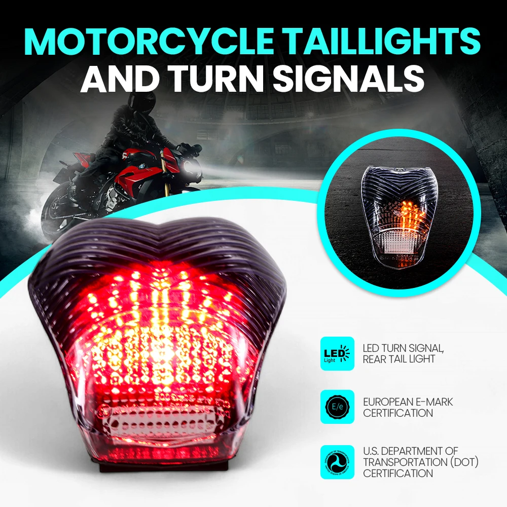 

Motorcycle Rear Tail Brake Light Integrated LED Turn Signals Lamp For BMW K1200S K1200R K1300R