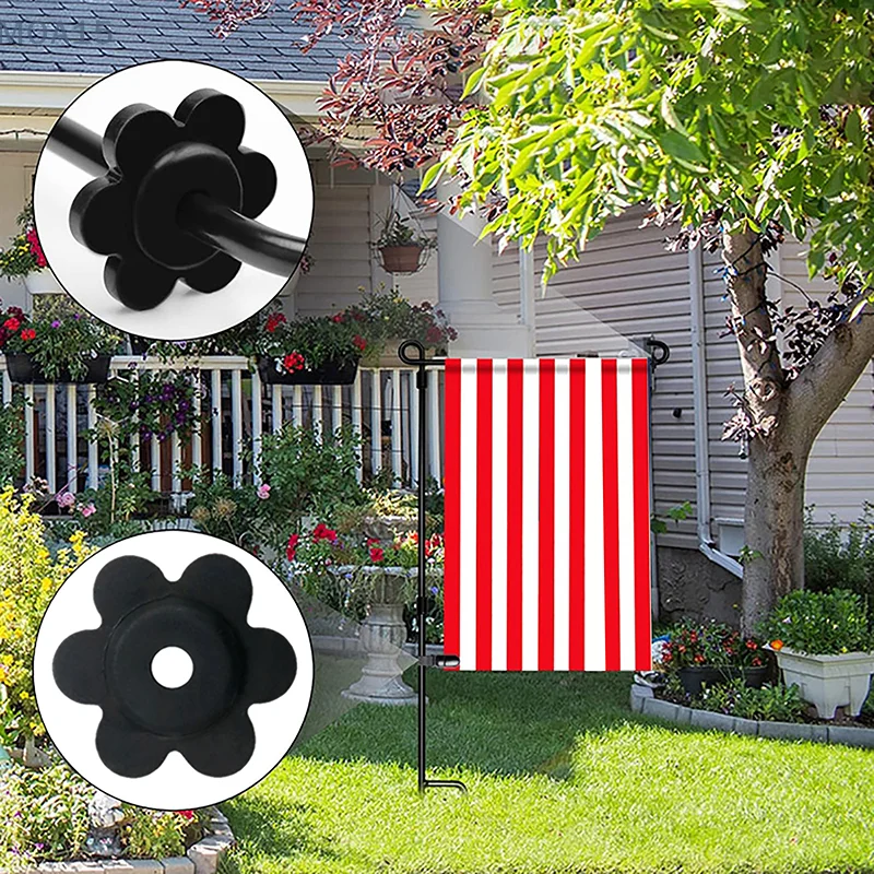 6PCS Garden Flag Plum Blossom Stopper Banner Stoppers Rubber Pole Yard Accessories Banners Fixing