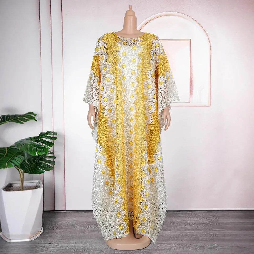 Robe Traditionnelle Africaine en Dentelle pour Femme, Vêtements Africains, Dashiki, Ankara, Abayas, Caftan Musulman, Maxi, Longue, 2025