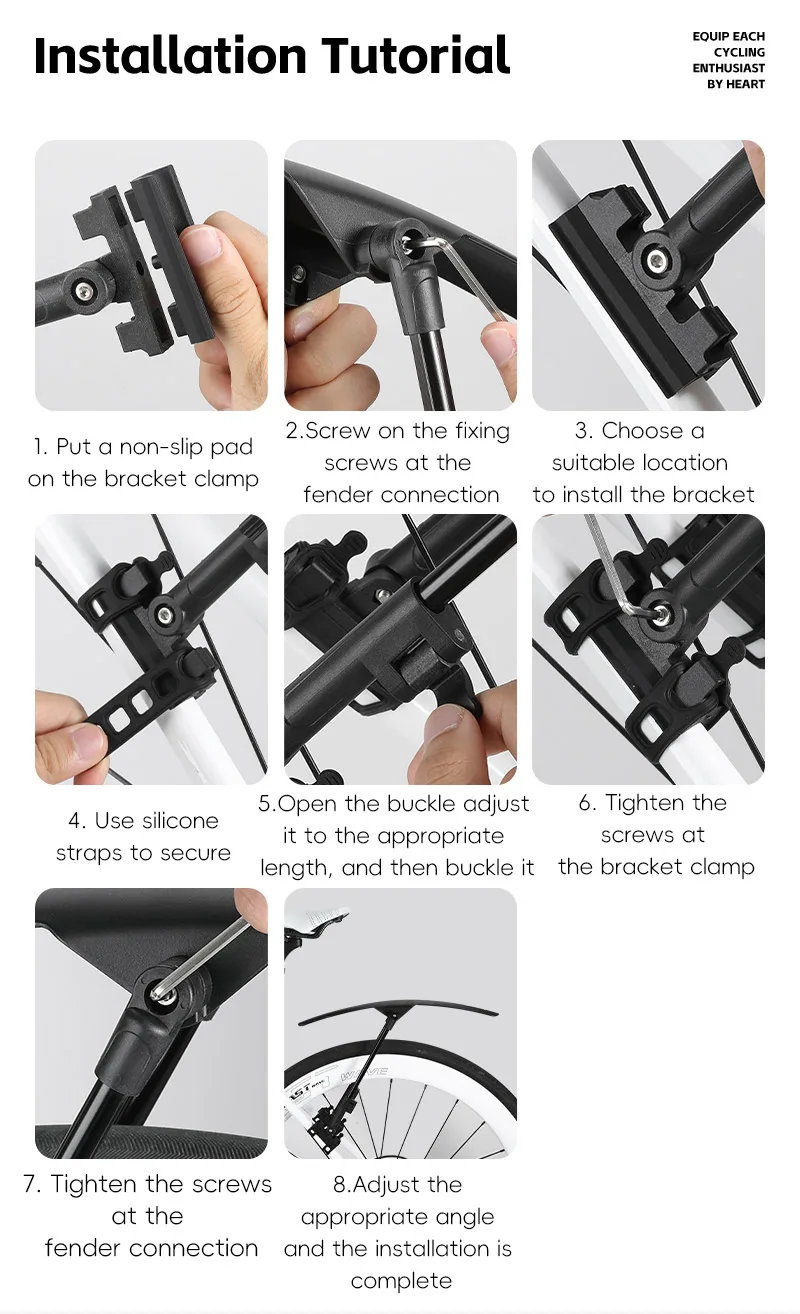 WEST BIKING Schnellspann-Fahrradkotflügel 3,8 cm breit, Doppelstangen-Schutzblech-Set für Rennrad, Gravelbike, Fahrradzubehör für Regenfahrten – Detail 13