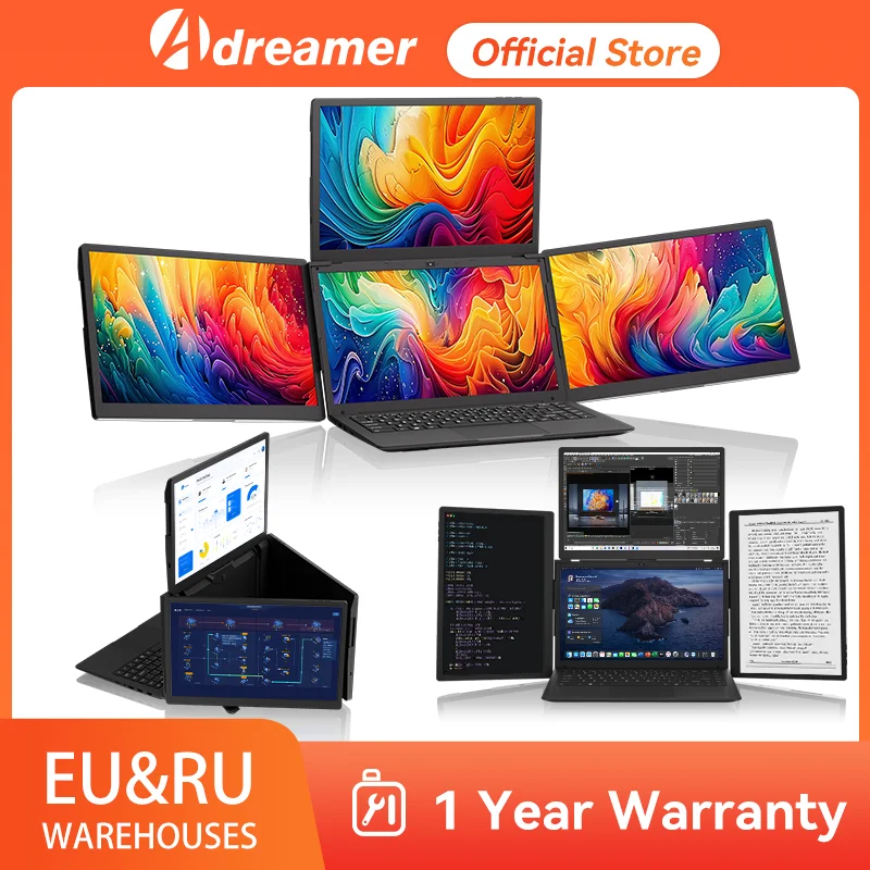 

Adreamer ArieScreen13S Expansion Screen Laptop FHD Portable Tri-screen Monitor 3 Displays for 13.3-16 inch Laptop