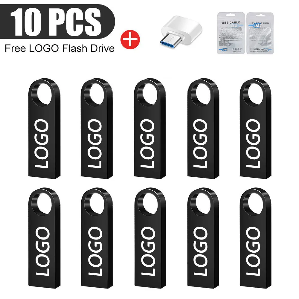 

10 шт./лот USB-флешка 4 ГБ 8 ГБ 16 ГБ металлический флэш-накопитель 32 ГБ 64 ГБ флэш-накопитель 128 ГБ Бесплатный индивидуальный подарок USB 2,0 палочки