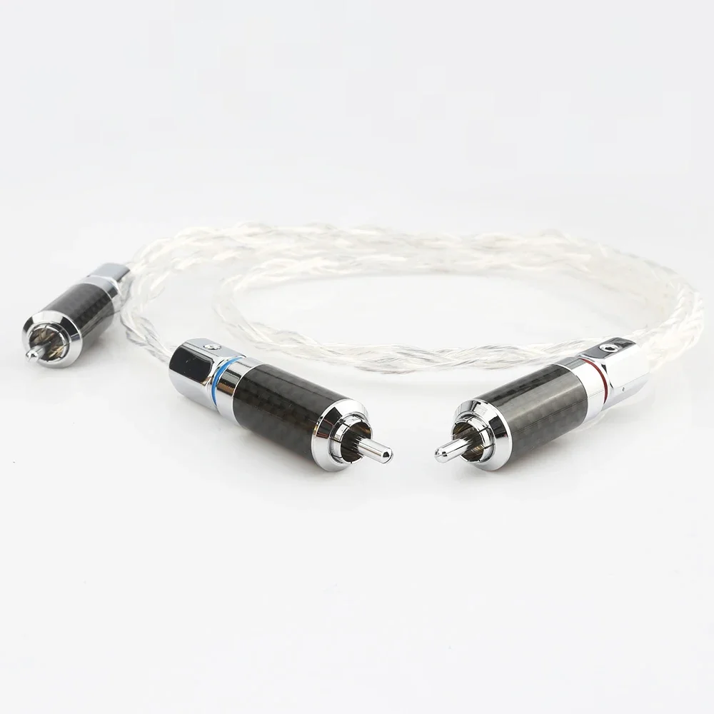 1 ชิ้น Audiocrast OCC 8AG Silver Plated สายสัญญาณเสียง RCA ถึง 2RCA เชื่อมต่อสาย RCA splitter ถึง 2RCAs