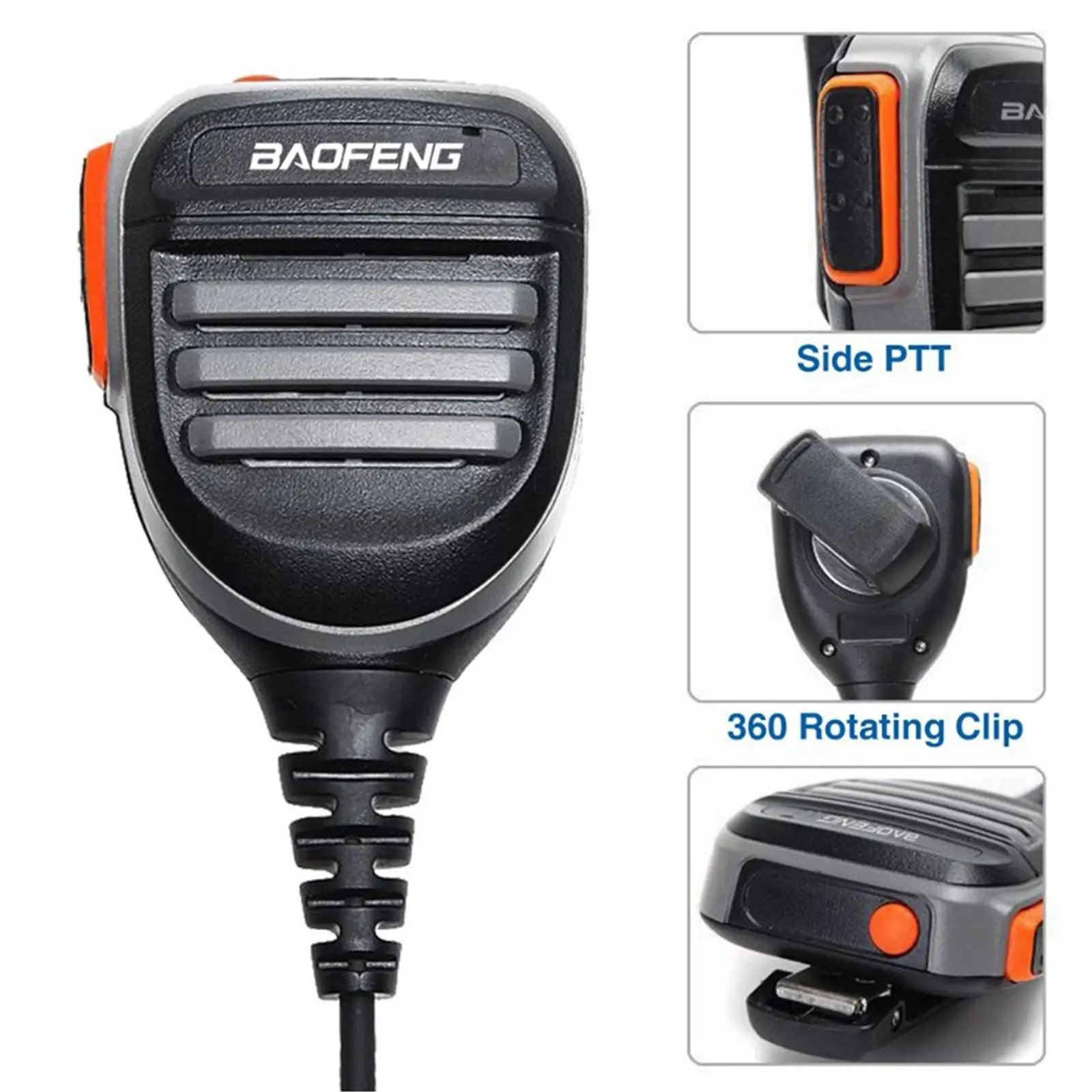 ميكروفون مكبر صوت PTT لراديو BaoFeng UV-5R UV5RA F8 UV-82 اتجاهين لاسلكي تخاطب