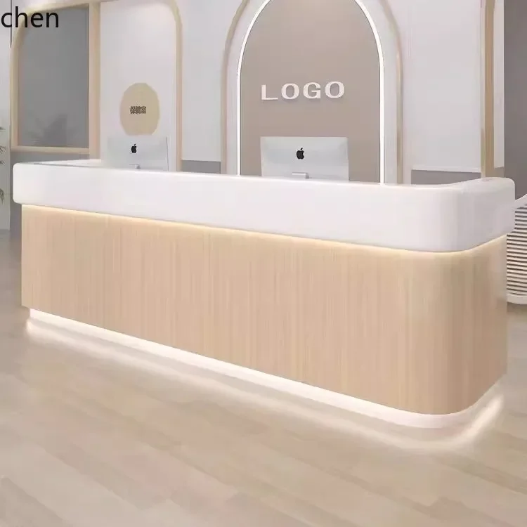 

D16- checkout page Clothing store Yoga studio Bar counter Company organization Solid wood corner cashier reception desk