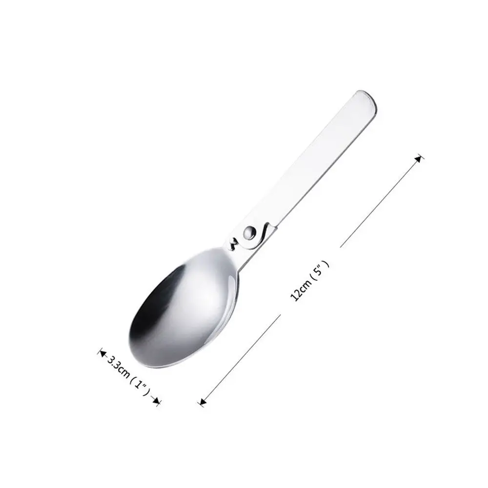 Stainless Steel Folding Spoon Portable Travel Tableware Soup Spoon Ice Cream Dessert Spoon Coffee Tea Spoon Kitchen Tool