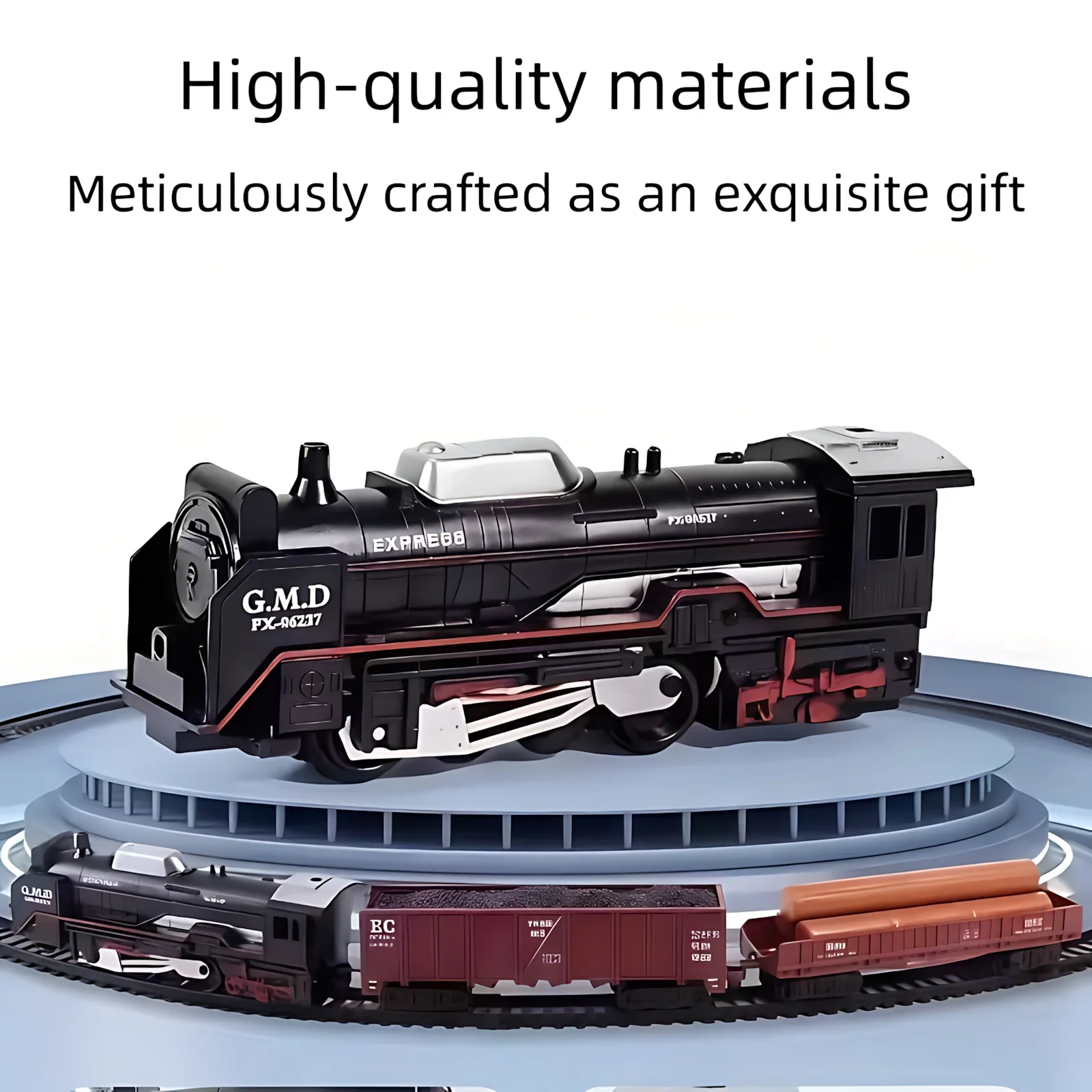 Kids Electric Train Set with Light-Up Tracks, DIY Railway Model Toy Steam Locomotive Sounds, Educational Playset for Boys& Girls