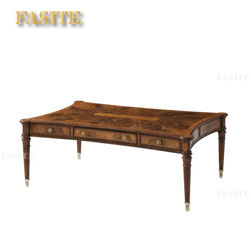 For Living Room English Neoclassical Special Shaped Mahogany Coffee Table European Court Carved Square Villa Furniture