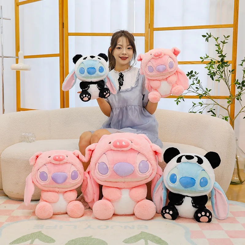 60CM Big Size Disney Cartoon Cute Panda Costume Stitch Stuffed Animal Doll Plushies Children's Birthday Gift Animation Toys