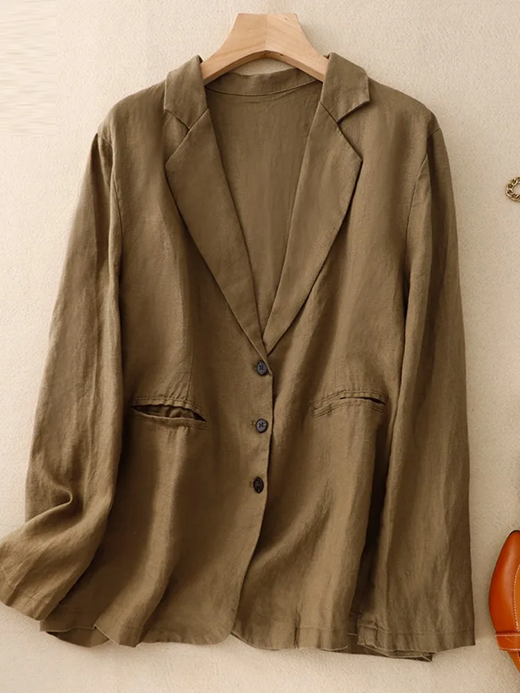 Chaqueta informal de Estilo Vintage para mujer, abrigos holgados que combinan con todo, Color sólido, B2912, novedad de otoño, 2023