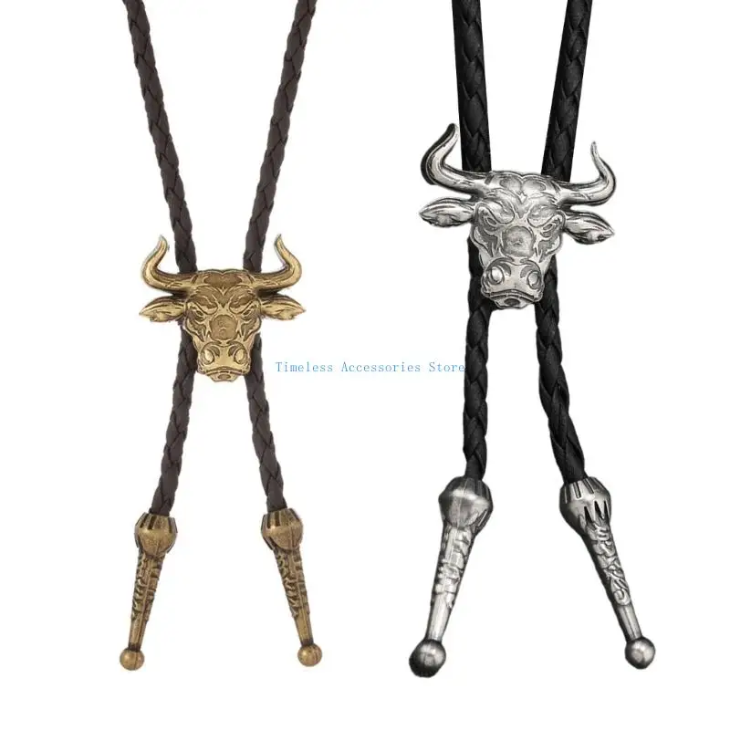 97QE Cravatta in lega abbellimento in pelle PU alla per lo styling degli adulti