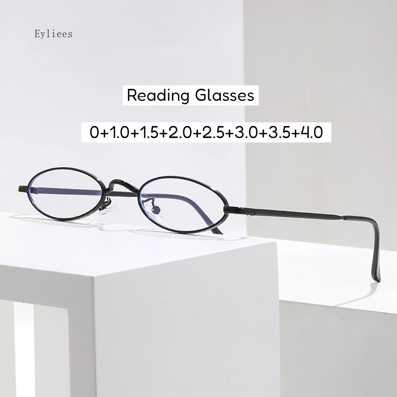 

Маленькие овальные очки для чтения в стиле ретро с защитой от синего света, очки для чтения в металлической оправе для дальнозоркости для женщин и мужчин, очки Óculos