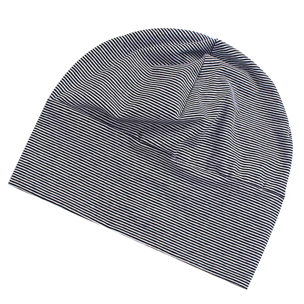 Adult Men Women Cotton Night Cap Plain Sleeping Hat Beanie Soft Sleep Patch Sleep Solid Caps Black White