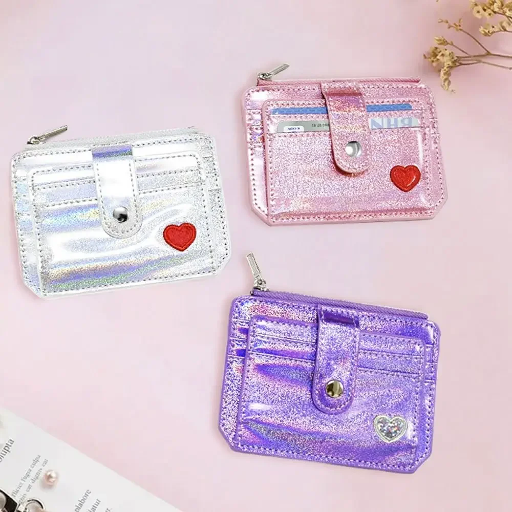 فتاة طالب الليزر الساطع القلب الترتر كريستال اللون حامل بطاقة الائتمان محفظة ضئيلة حالة بطاقة الهوية