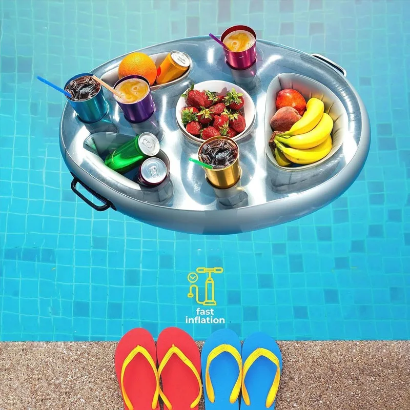 حلقة سباحة قابلة للنفخ على شكل قضيب ثلج، صينية مشروبات عائمة مع حامل أكواب متعددة، مثالية لحفلات حمام السباحة والتجمعات الصيفية