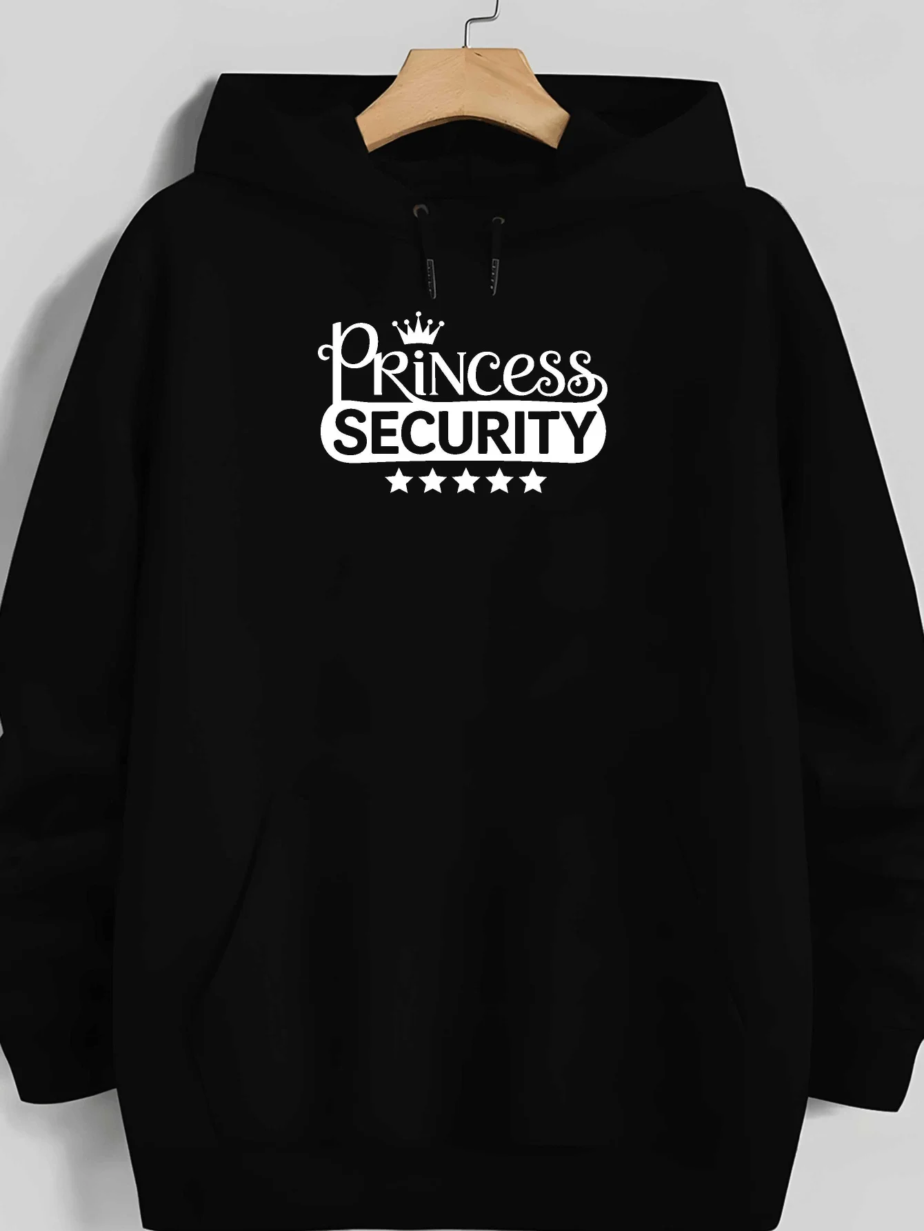 Princess Security Hoodie Funny Crown Star Graphic Print Pullover Sweatshirt Men WomenCasual HumortreetwearLongSleeveHooded Tops