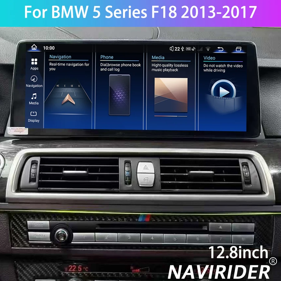 Bluetooth Navi AHD QLED Screen  Android14 Car Multimedia Video Player For BMW 5series F10 F11 F18 2013-2017 12.8inch 4G Carplay