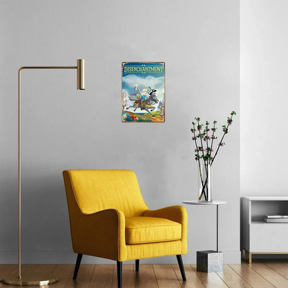 

D"Disenchantment" Vintage Metal Tin Sign Cartoon Art Decor | Durable Iron for Home & Bar