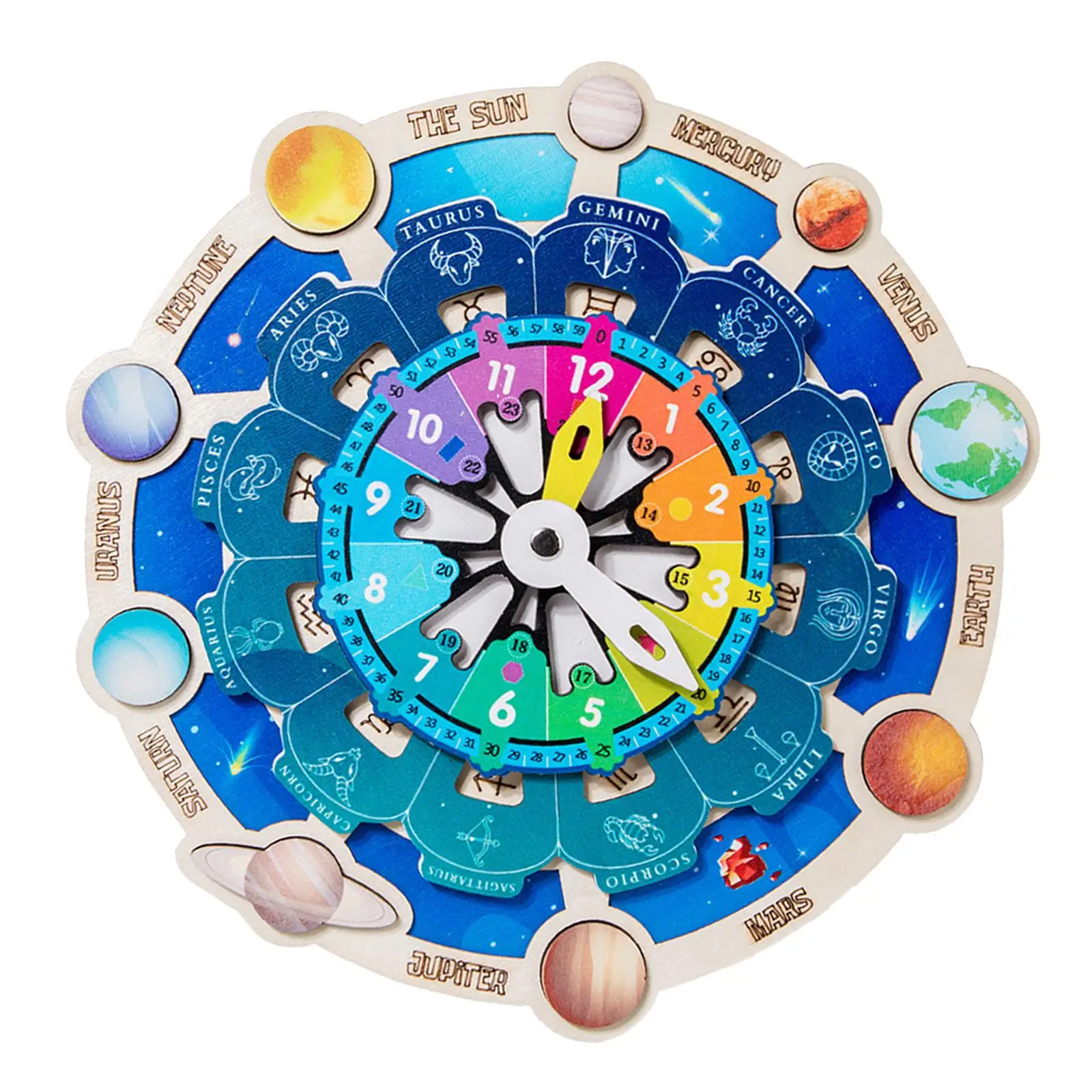 

Round Space Planets Jigsaw Puzzle Toys Constellation Clock Wooden Space Jigsaw Planets for Girls Boys Toddler Birthday Gifts