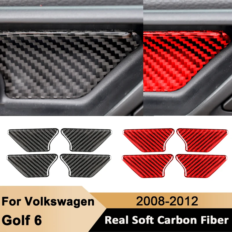 

Carbon Fiber Car Door Inner Handle Panel Ring Bowl Covers Decorative Sticker For Volkswagen Golf 6 2008-2012 Auto Interior Parts