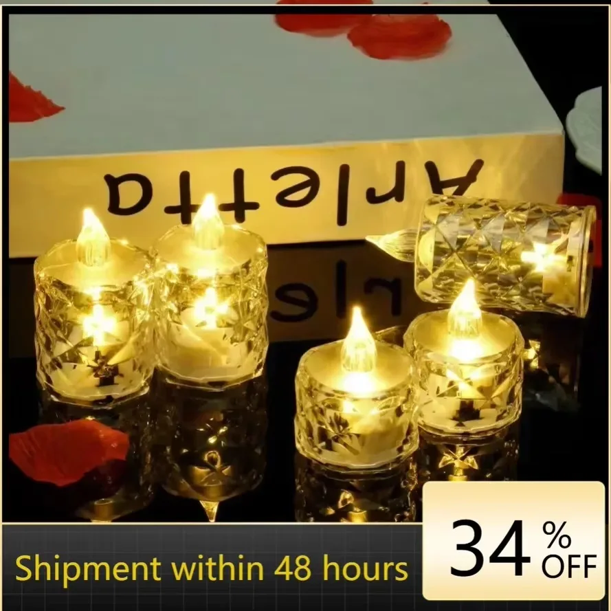 LED Crystal Candle Light Flameless LED Candle Electronic Night Lamp Dating Party Christmas Home Wedding Decoration 24~1PCS S/M/L