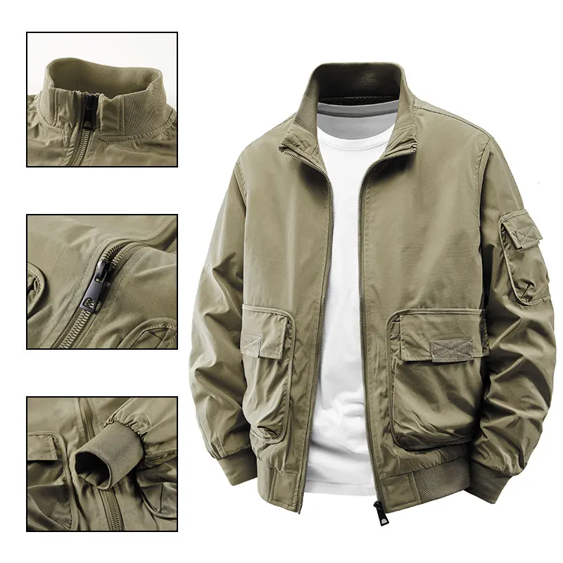 

Мужская походная куртка, удобная осенняя походная куртка с несколькими карманами и воротником-стойкой, повседневное пальто, уличное альпинистское охотничье пальто