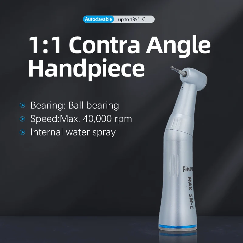 Against Dental Angle Inner Water Spray Contra Angle Blue 1:1 Push Button Low Speed Handpiece Dentist Tool for Dentistry