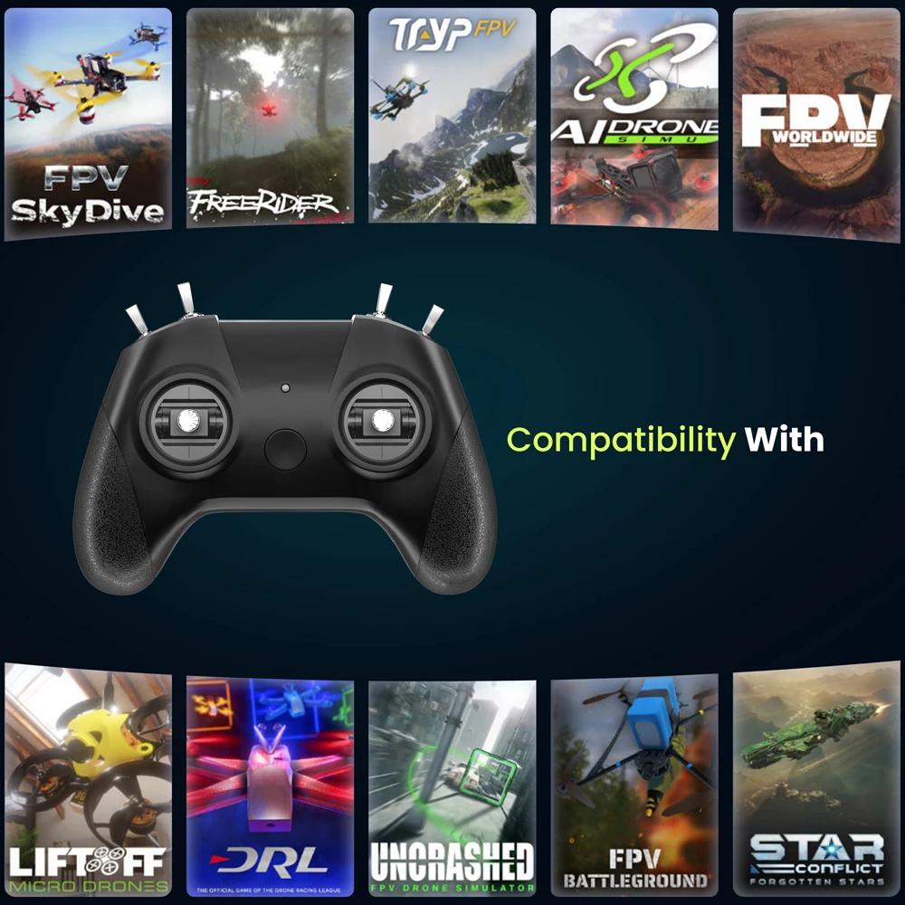 Image of FPV-Drohnen-Simulator Fernbedienung 8-Kanal Flugtrainingssystem Flugsimulator-Controller USB für Windows 10/11 PC Liftoff/DRL