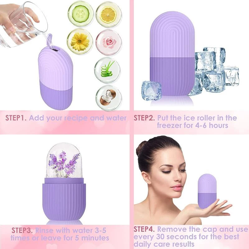 1/2/3pcs Ice Face Roller Facial Skincare Ice Roller Set,Facial Roller GuaSha FaceTool Set,Face Massage Roller Lifting Contouring view 6