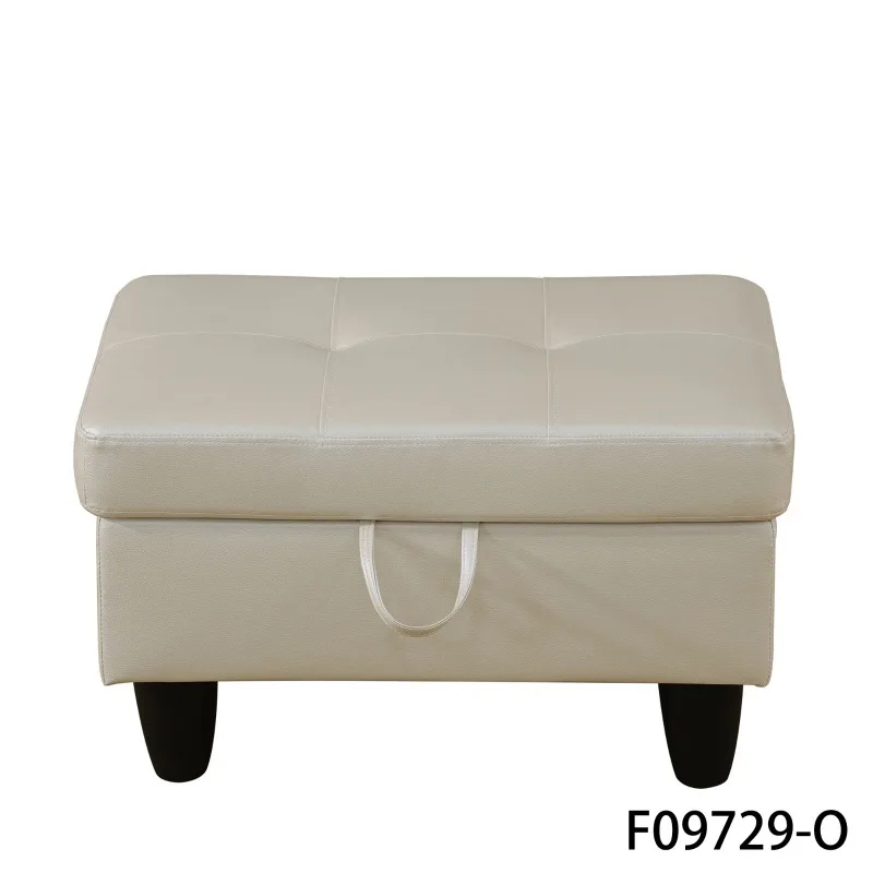 أرائك جلدية صناعية بيضاء لؤلؤية مكونة من 3 قطع مع مساحة تخزين من الجلد العثماني المسامي بطبقة مزدوجة أرائك أنيقة لغرفة المعيشة