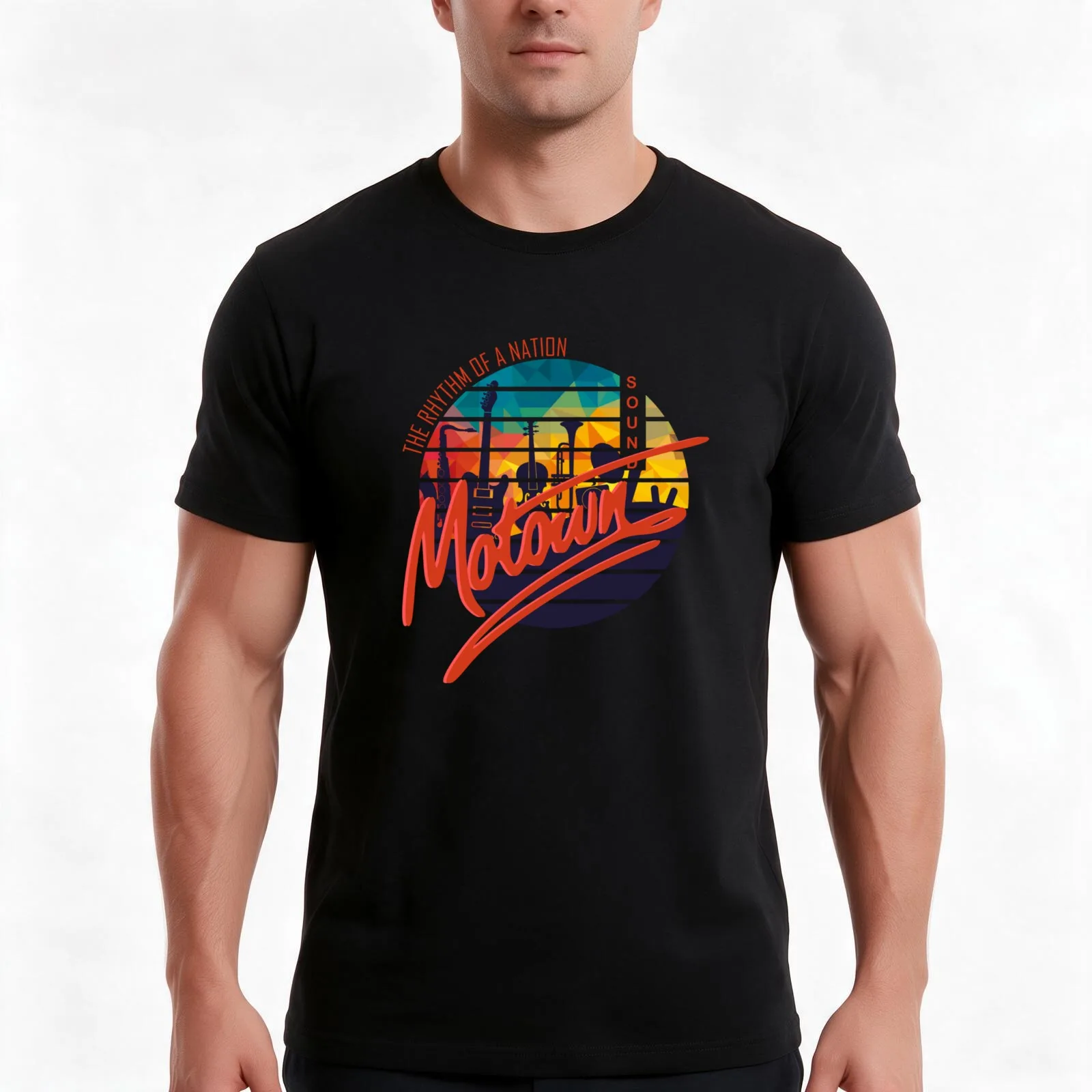 Motown T-Shirt, Summer Casual Cotton Tee, Oversized Streetwear Tops, Vintage Graphic Print, Loose Fit Short Sleeve, 100% Cotton