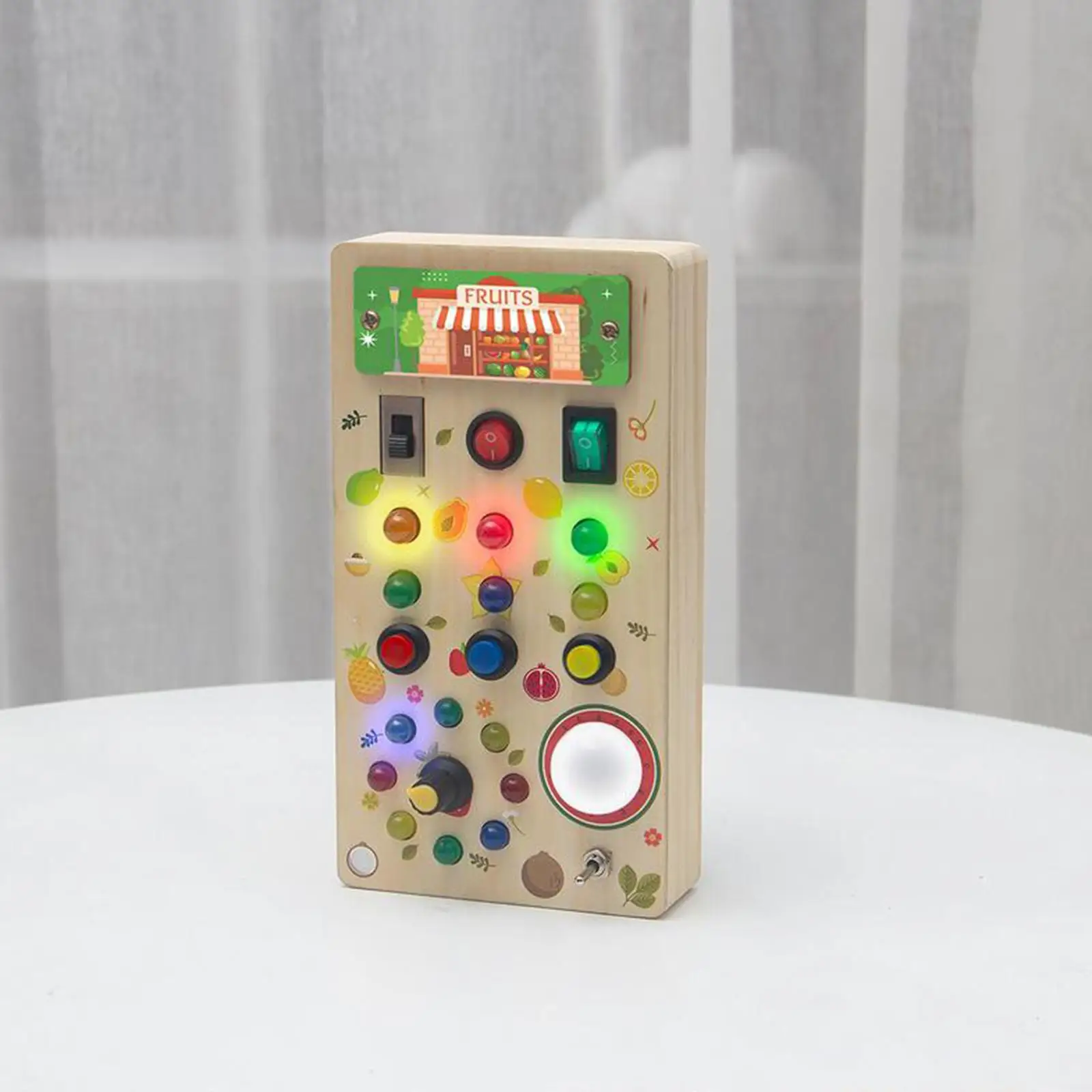 Led Switch Toy Wooden Switch Board Learning Game, Busy Board Montessori Toy for