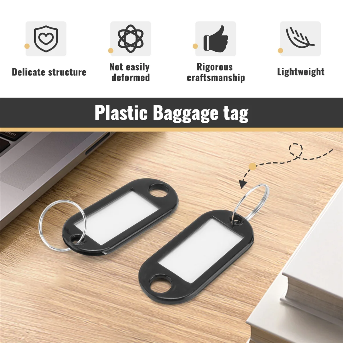 แท็กพวงกุญแจ (100ชิ้นสีดำ)