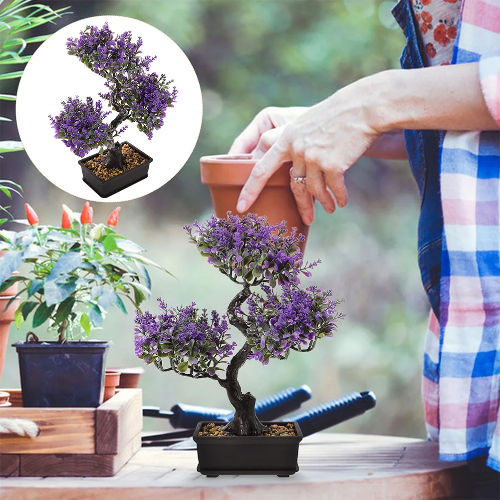 

2Pcs Lifelike Faux Bonsai Tree Artificial Plants for Indoor Decor Home Office Desk Tabletop Long Lasting No Watering Required