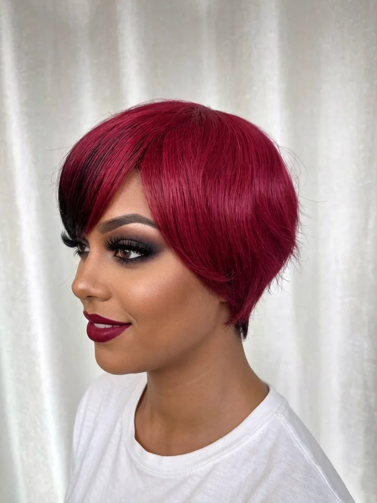 Short pixie cut wigs human hair Ombre Straight Wigs  Human Hair Wigs #27 Colored Pixie Cut Wigs Human Hair machine made wig