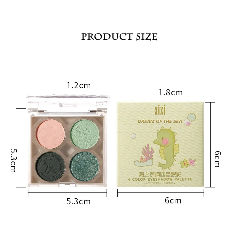 4 Colors Mini Shimmer Matte Eyeshadow Palette Green Glitter Metallic Smoky Pigmented Eyeshadow Pallete Cosmetic Makeup Palette