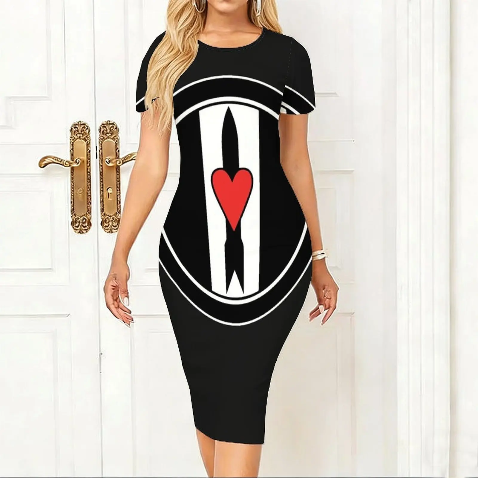 Best selling love and rocket logo Women's Short sleeved Tight Hip hugging Skirt