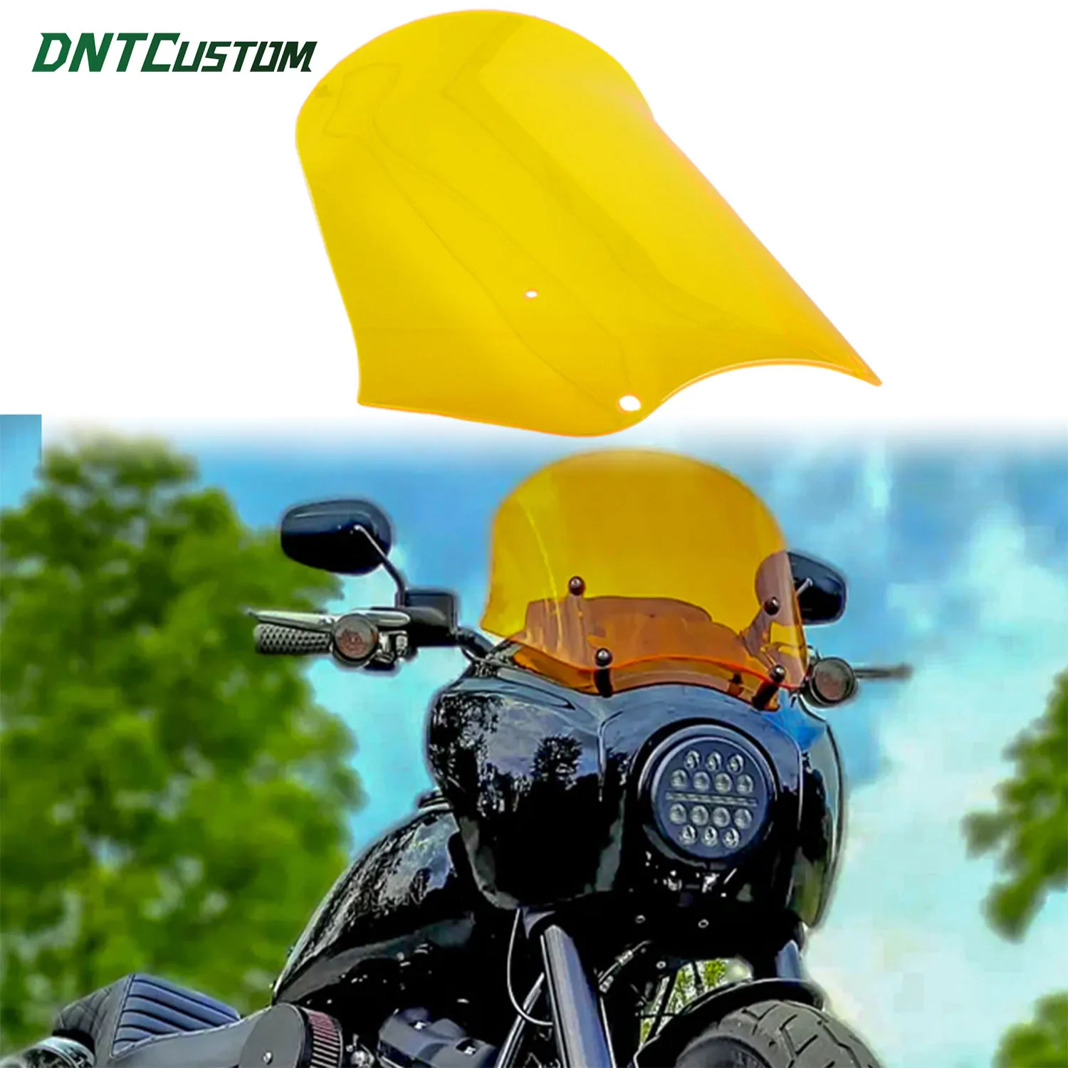 DNTCUSTOM 15 Inch Motorcycle Windscreen Wind Deflector Colorful PC Windshield Replacement For Harley All Tsport Fairing
