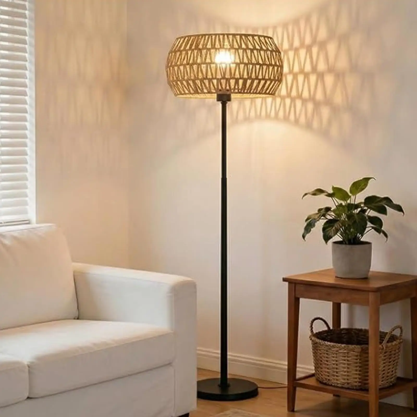 Woven Rope Lampshade Pendant Light Shade Floor Lamp Cover Reading Lamp Cover for Restaurant Bedroom Dining Room Farmhouse