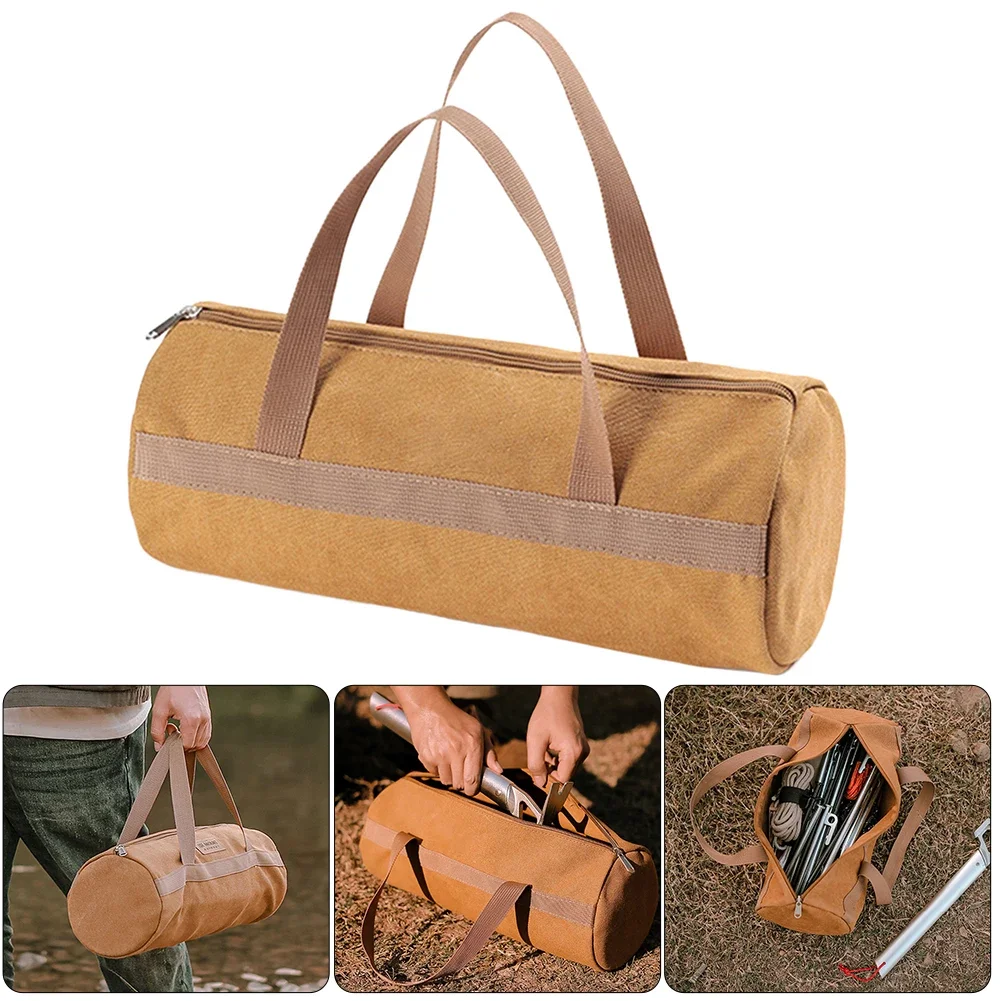 Canvas Ground Nail Bag Large Capacity Camping Tool Organizer Bag Lightweight Tent Peg Ground Nail Holder Bag for Outdoor Camping