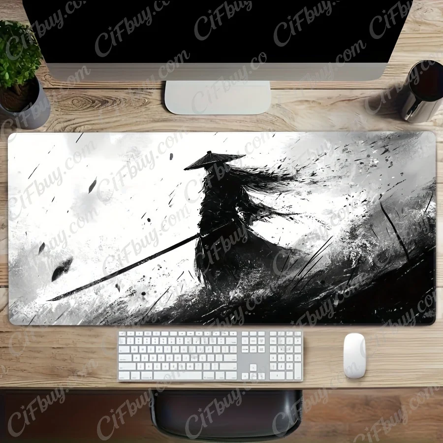 CIFBUY Samurai Art Mouse Pad Large Desk Mat For Gaming Office PC Laptop Keyboard Durable Smooth Non Slip Rubber Base Stitched