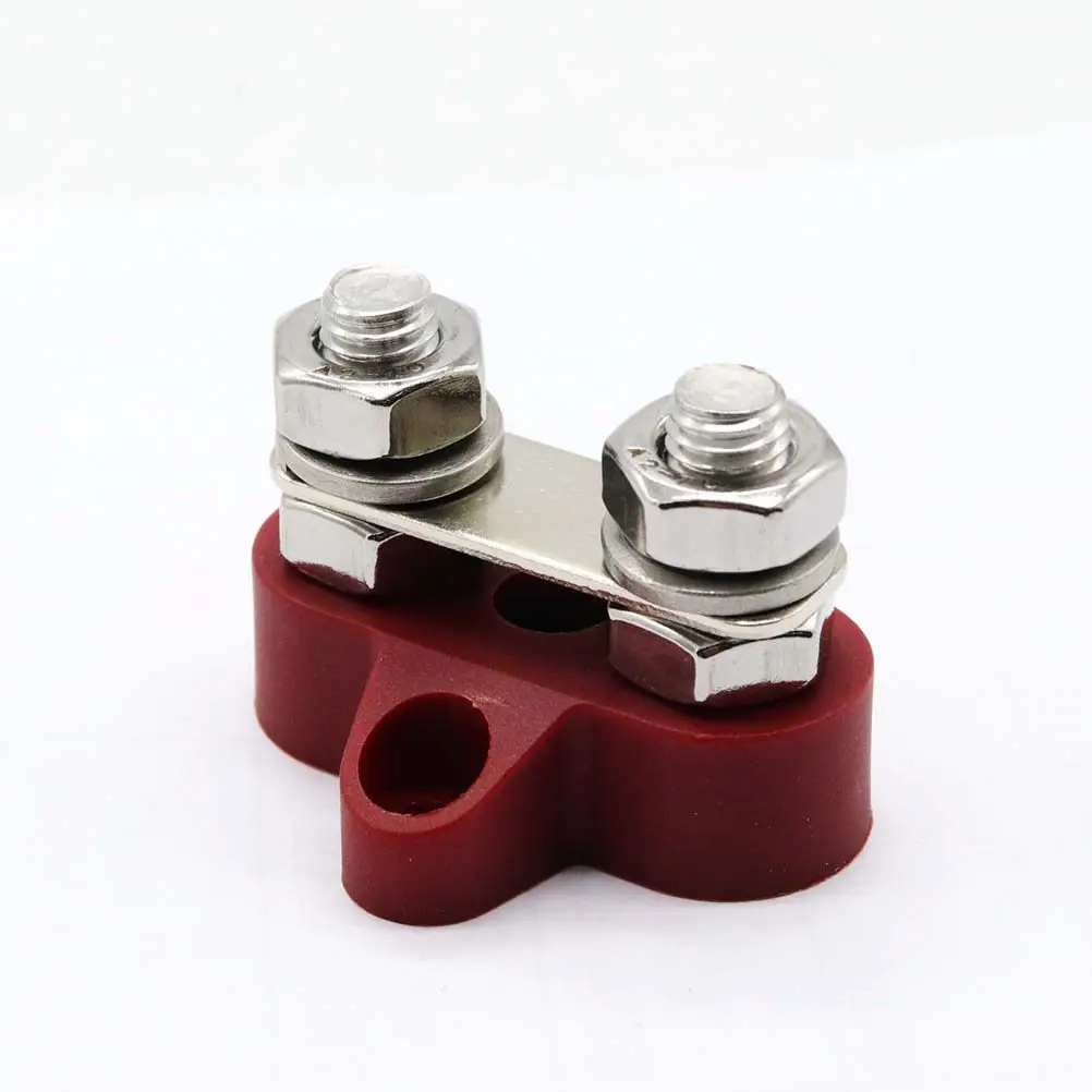 Dual M8 Terminal Stud Heavy Duty Power Distribution Block 48V Flame Retardant Plastic Base Glass Fiber Reinforced Nylon for Car
