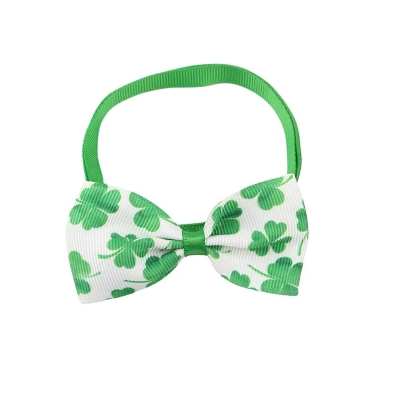 Pet StPatricks Day Bowtie Collar Photo Props Adjustable Collar Pet Accessories