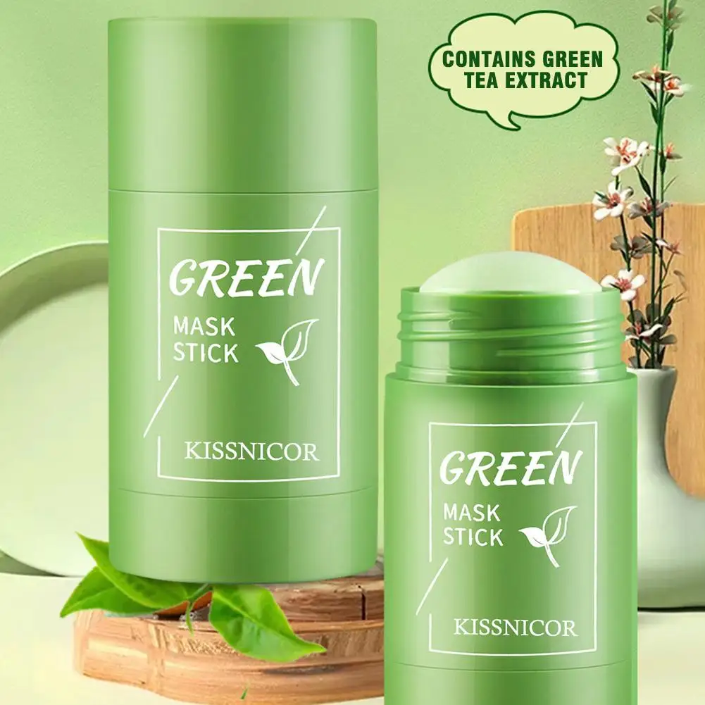 1-5X Face Clean Mask Green Tea Cleansing Stick Mask Smear Acne Shrink Blackhead Moisturizing Deep Cleansing Mask Film 40g Pores